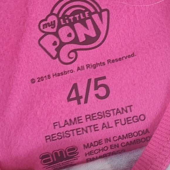 American Marketing My Little Pony Girls Flannel Pink White Poly 2pc Pajama 4/5 - Picture 13 of 16